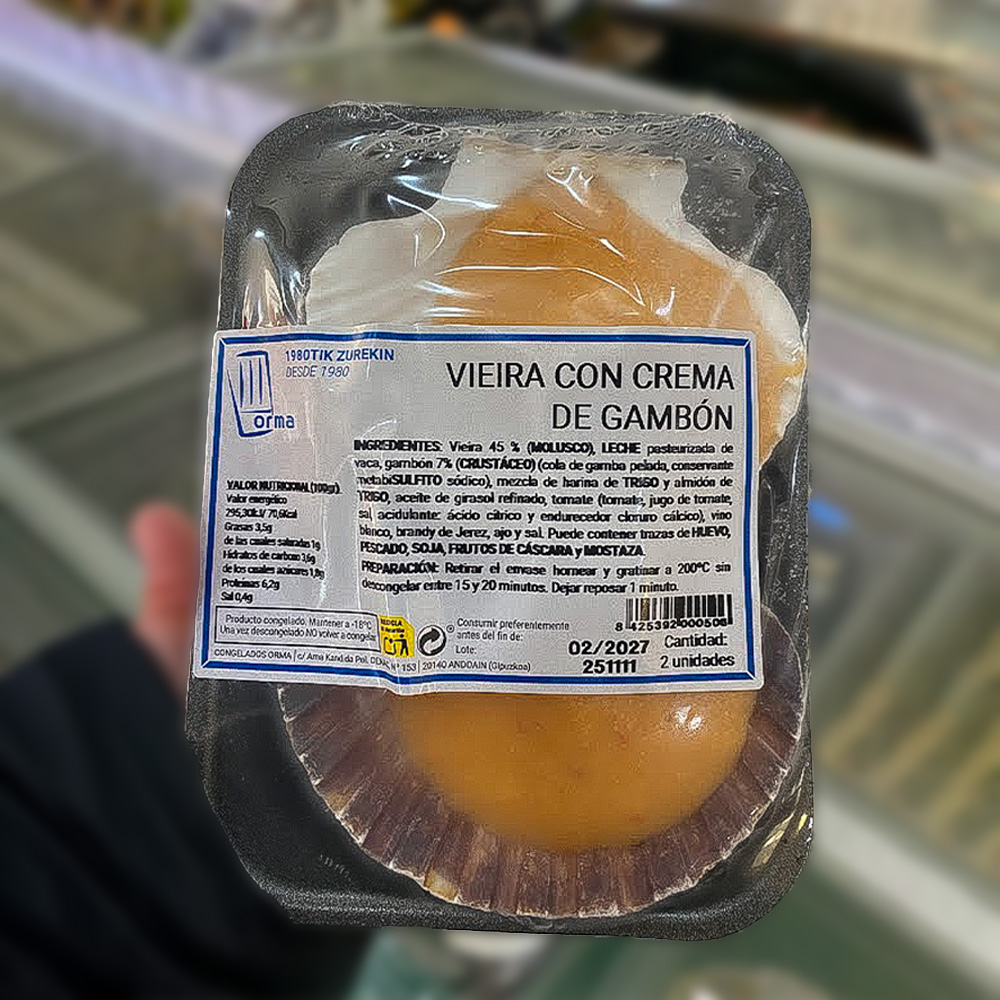 Vieira con crema de gambón